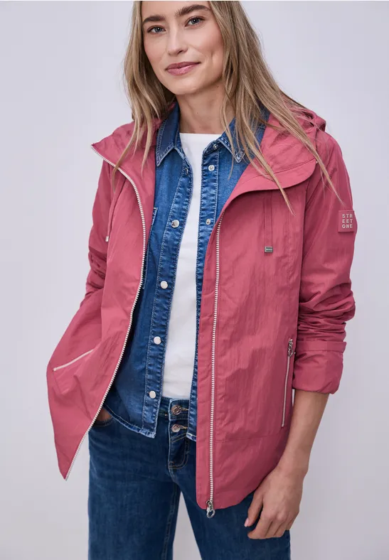 Thumbnail - Street One Frauen Jacke mit Kapuze und Zipper in Pink, Gr: 46