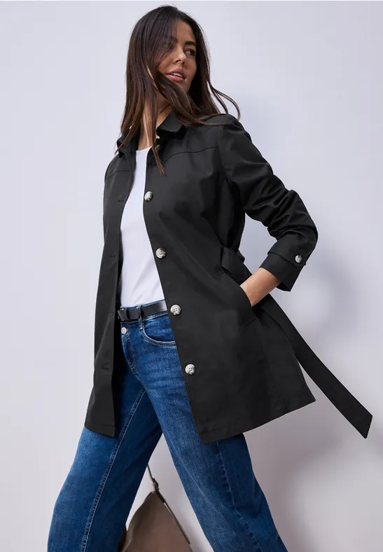 Street One Frauen Trenchcoat in Schwarz, Gr: 34