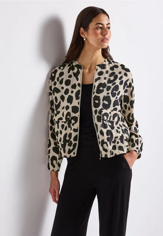 Thumbnail - Street One Frauen Gemusterter Musselin Blouson in Beige, Gr: 36