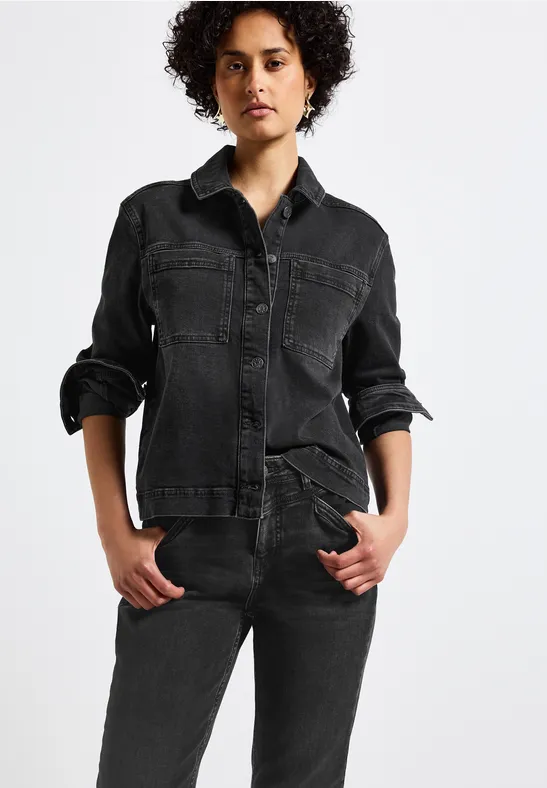 Thumbnail - Street One Frauen Jeansjacke mit Brusttaschen in Schwarz, Gr: 36
