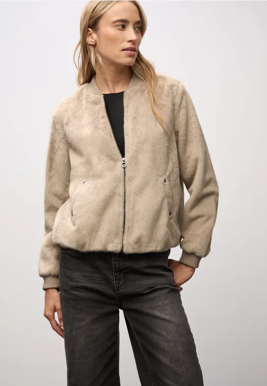 Thumbnail - Street One Frauen Fake Fur Blouson in Beige, Gr: 36
