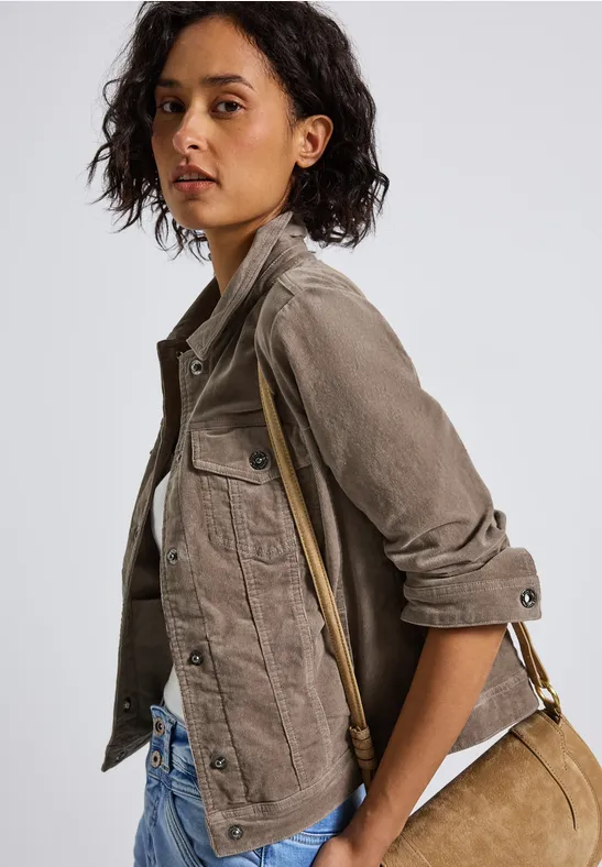 Thumbnail - Street One Frauen Mini-Cord Jacke in Braun, Gr: 46