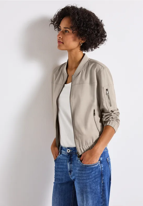 Thumbnail - Street One Frauen Blouson im Melange-Look in Beige, Gr: 40