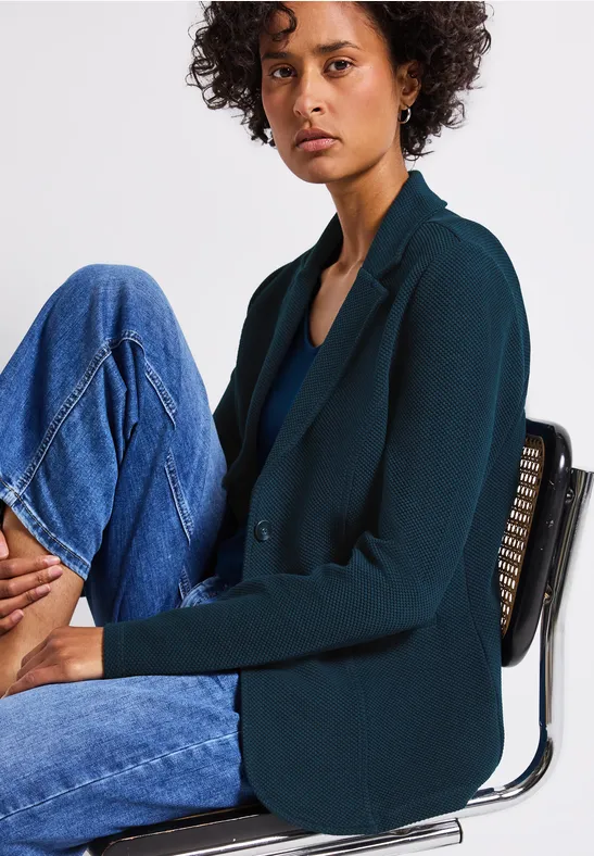 Thumbnail - Street One Frauen Basic Blazer mit Struktur in Türkis, Gr: 40