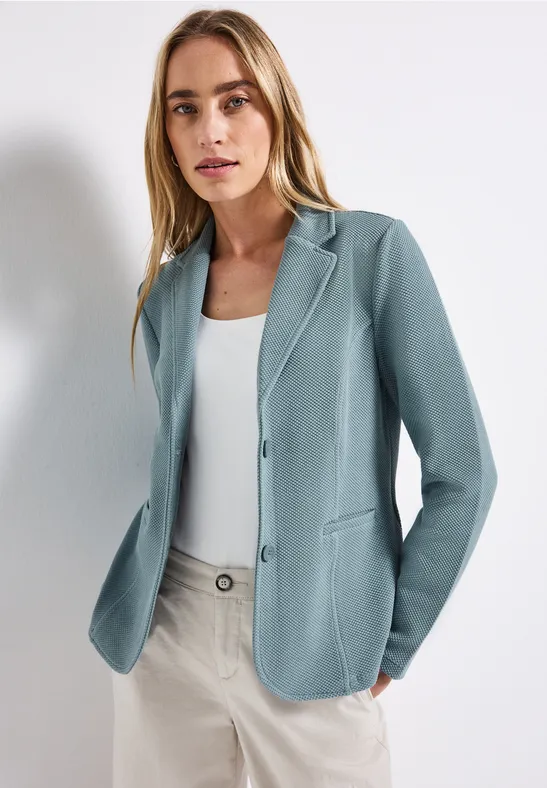Thumbnail - Street One Frauen Basic Blazer mit Struktur in Blau, Gr: 34
