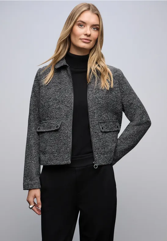Street One Frauen Melierte Jacke in Schwarz, Gr: 36