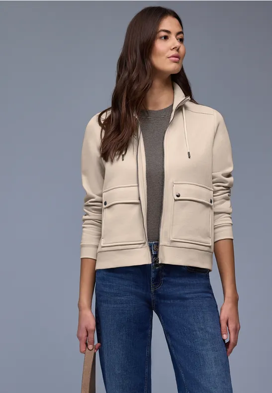 Street One Frauen Struktumix Jacke in Beige, Gr: 38