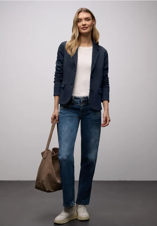 Street One Frauen Strukturblazer in Blau, Gr: 36