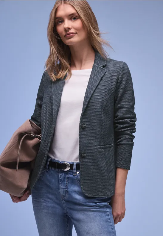 Street One Frauen Strukturblazer in Blau, Gr: 44