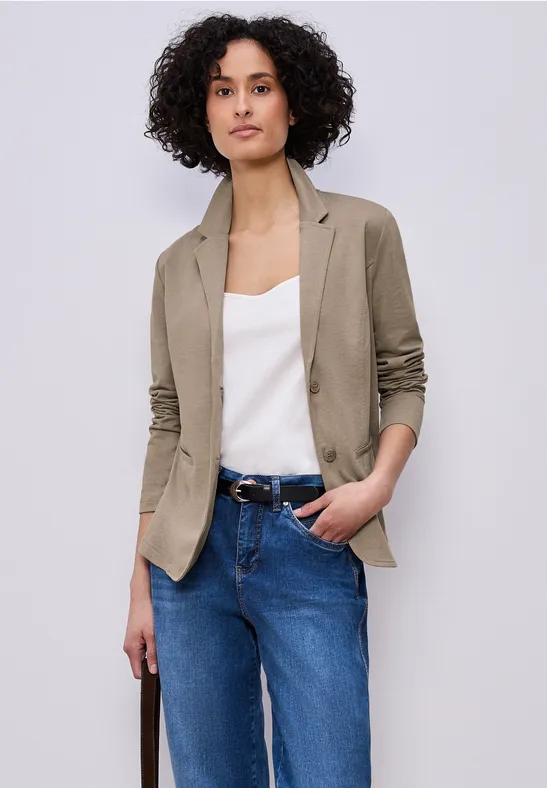 Thumbnail - Street One Frauen Basic Blazer aus Jersey in Braun, Gr: 38