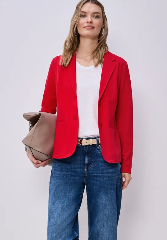 Thumbnail - Street One Frauen Basic Blazer aus Jersey in Rot, Gr: 34