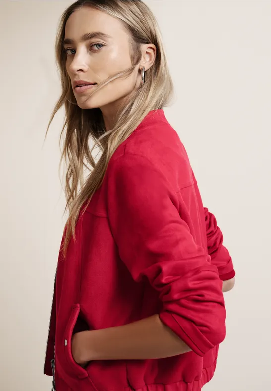Thumbnail - Street One Frauen Blouson aus Velours mit Zipper in Rot, Gr: 38