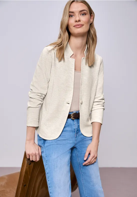 Street One Frauen Blazer mit Struktur aus Jersey in Beige, Gr: 42