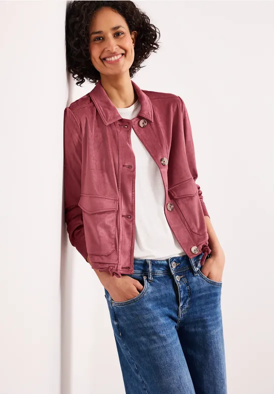 Street One Frauen Jacke aus Velours mit Knopfleiste in Rosa, Gr: 40