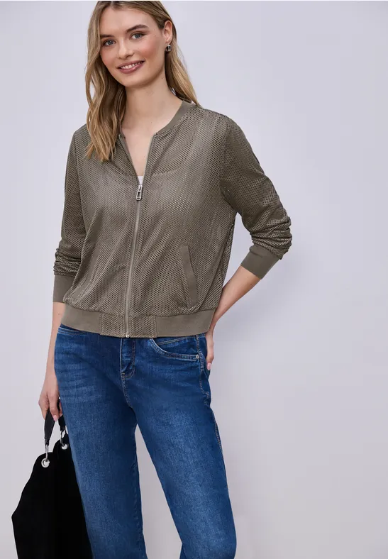 Thumbnail - Street One Blouson aus Velours Mesh mit Zipper