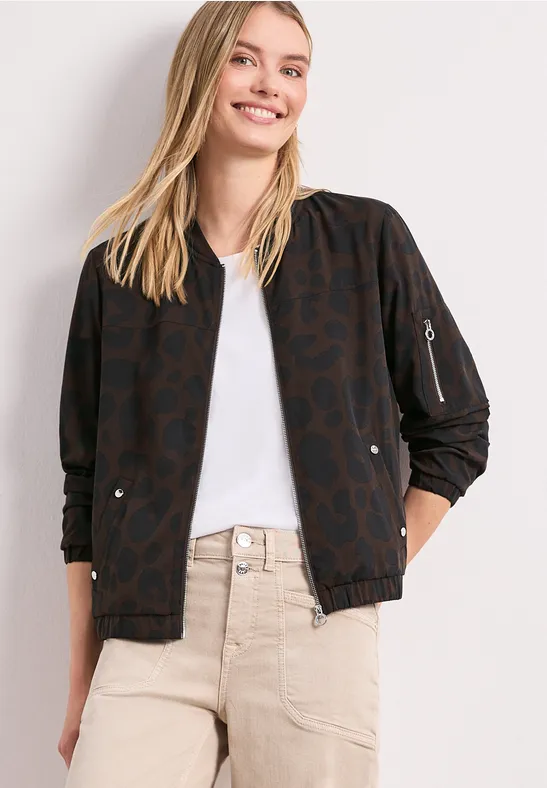 Street One Frauen Blouson mit Zipper und Print in Braun, Gr: 38