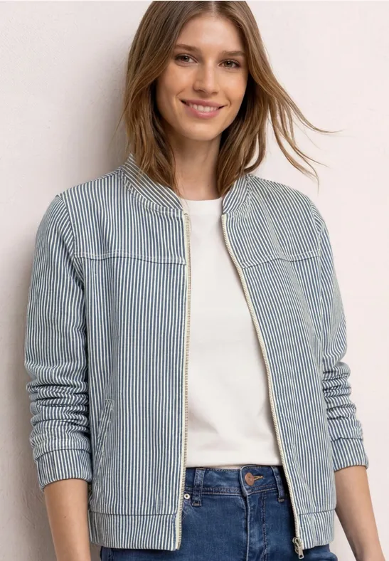 Street One Frauen Jeans Blouson mit Reißverschluss in Blau, Gr: 38