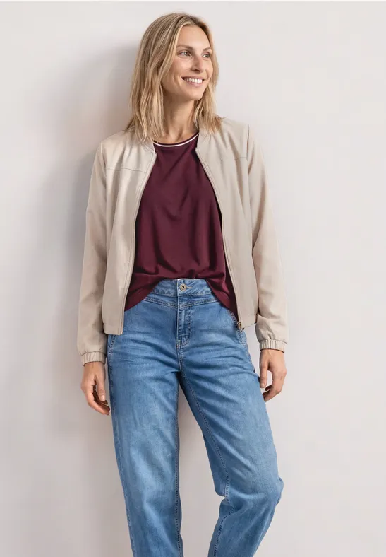 Langarm Blouson mit Zipper female Beige