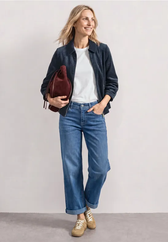 3/4 Arm Cordjacke mit Hemdkragen