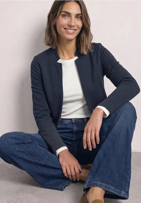 Blazer van jersey met structuur