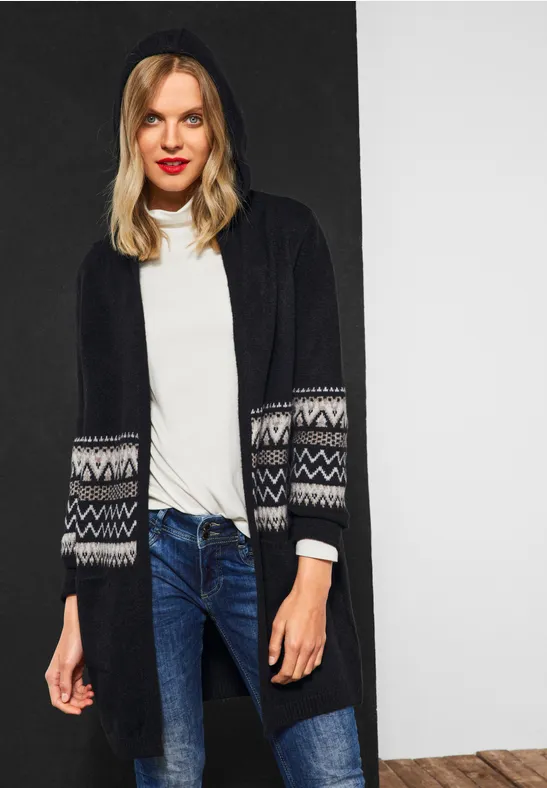 STREET-ONE Cardigan long in Noir | STREET-ONE