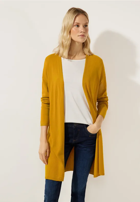 Street One Cardigan Donna Con Cappuccio - Maglione Corto In Maglia Morbida, Senza Chiusura, Nero, Taglio Casual