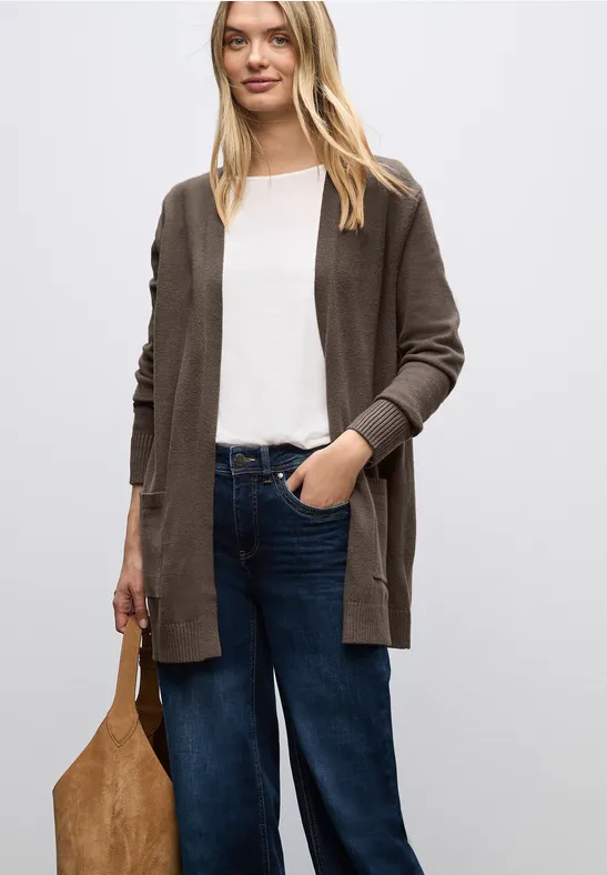 Thumbnail - Street One Frauen Offener Cosy Cardigan in Braun, Gr: 46
