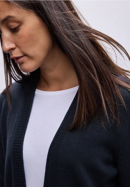 Thumbnail - Street One Frauen Cosy Cardigan mit Rollkante in Blau, Gr: 42