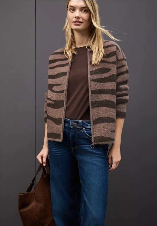 Thumbnail - Street One Frauen Gemusterter Cardigan in Braun, Gr: 40