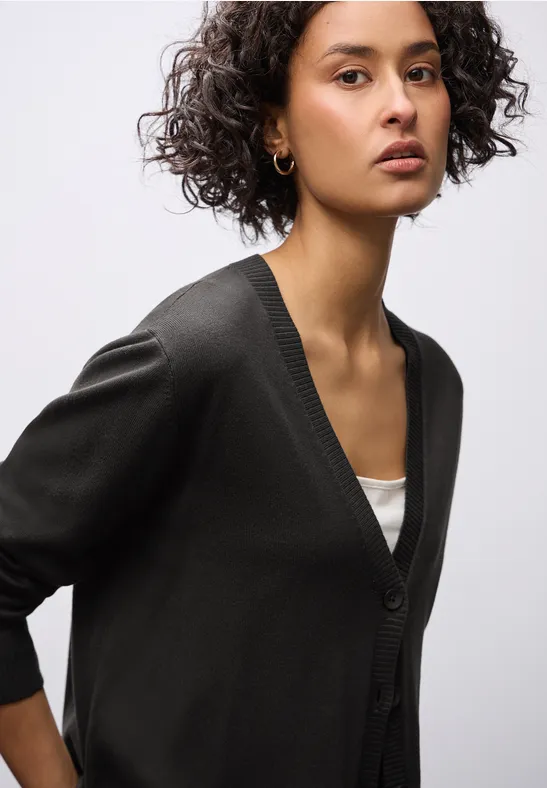 Street One Frauen Strickjacke mit V-Ausschnitt in Braun, Gr: 34