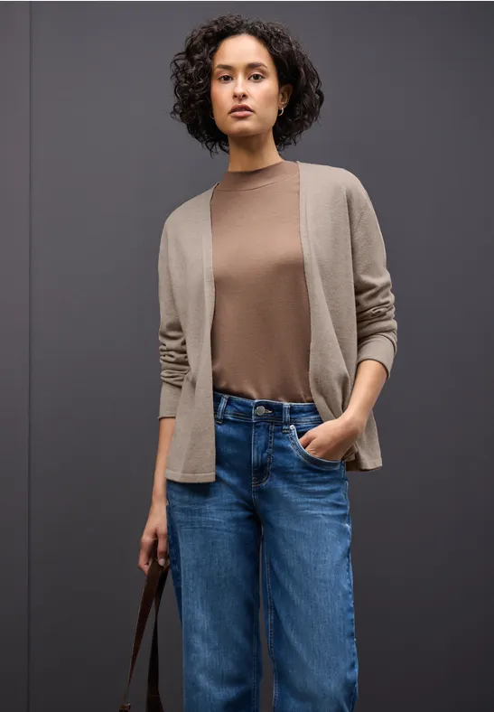 Street One Frauen Offener Cardigan in Beige, Gr: 34