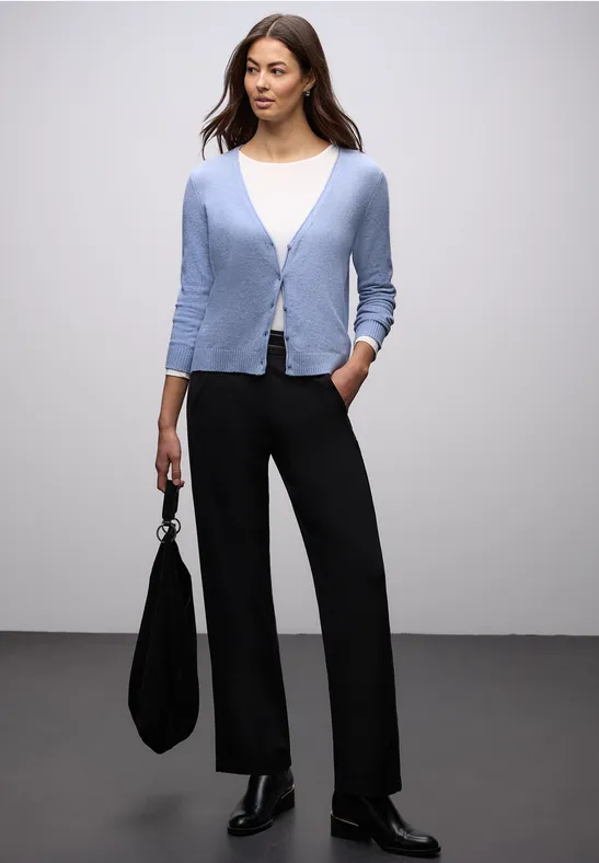 Thumbnail - Street One Frauen Kuscheliger V-Neck Cardigan in Blau, Gr: 38