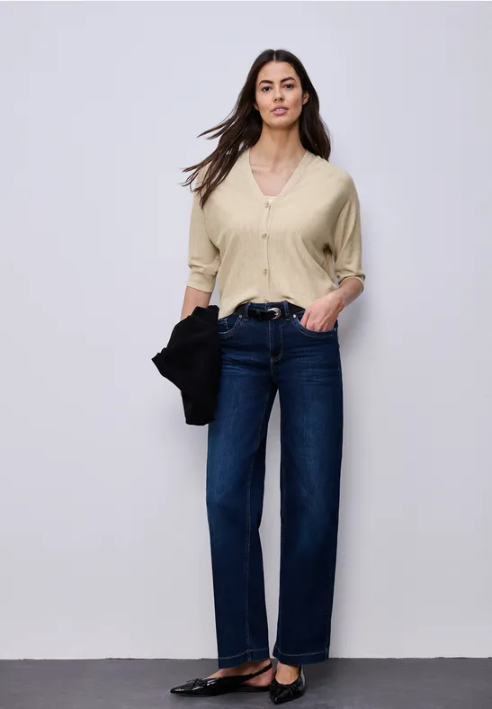 Street One Frauen Cardigan in Unifarbe in Beige, Gr: 36