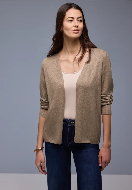 Street One Frauen Cardigan in Unifarbe in Braun, Gr: 36