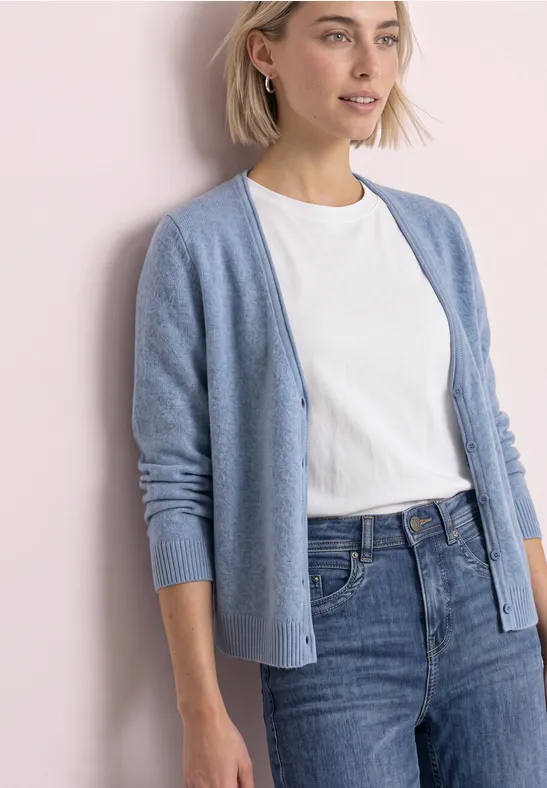 Cadigan mit V-Neck und Knopfleiste