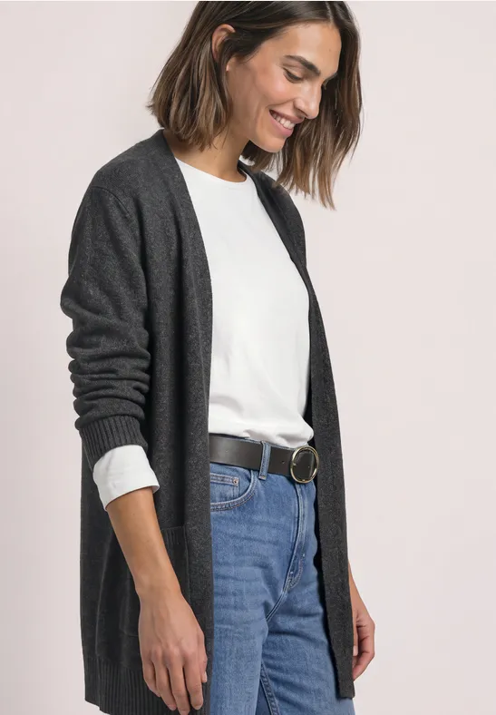 Langarm Cardigan mit aufgesetzten Taschen