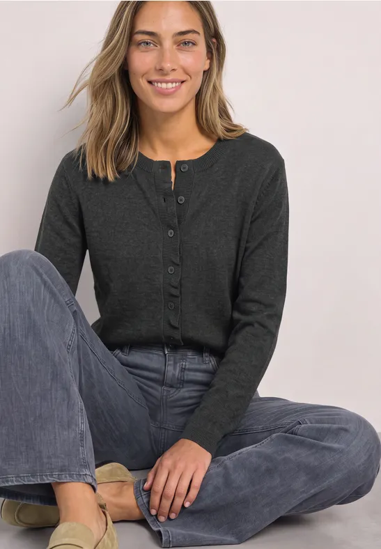 Vest met ronde hals en ruches