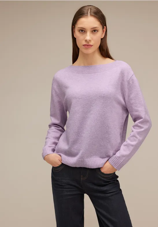 Street One Damen Strickpullover Rundhalsausschnitt Langarm Kuschelige Chenille-Qualität