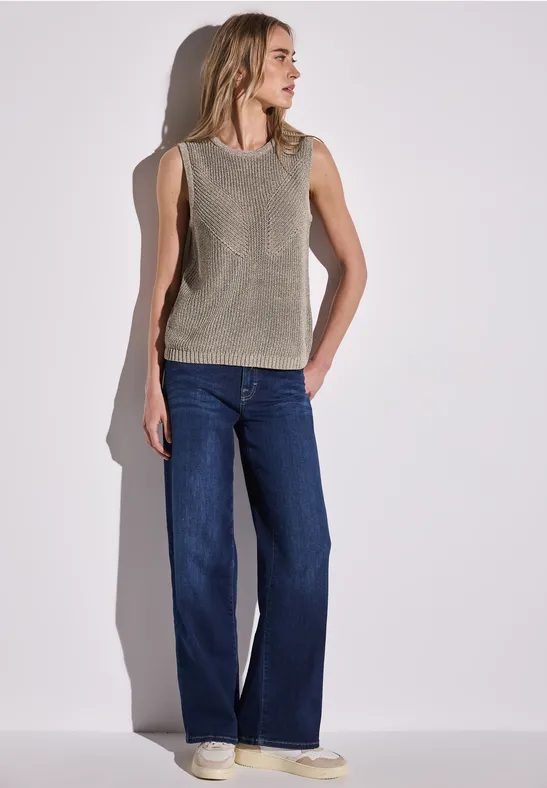 Thumbnail - Street One Frauen Schimmerndes Stricktop in Braun, Gr: 44