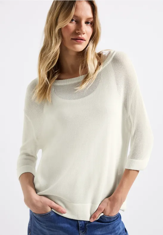 Thumbnail - Street One Frauen Lässiger Pullover in Weiß, Gr: 36