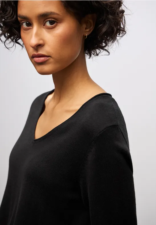 Thumbnail - Street One Frauen V-Neck Pullover in Schwarz, Gr: 46