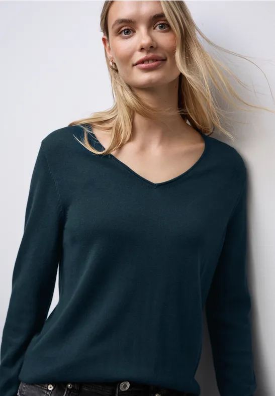 Thumbnail - Street One Frauen V-Neck Pullover in Türkis, Gr: 40