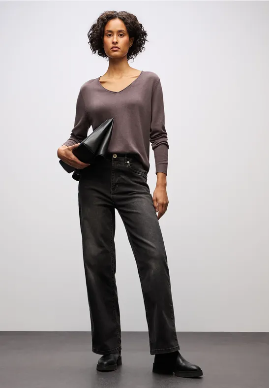 Thumbnail - Street One Frauen V-Neck Pullover in Lila, Gr: 34