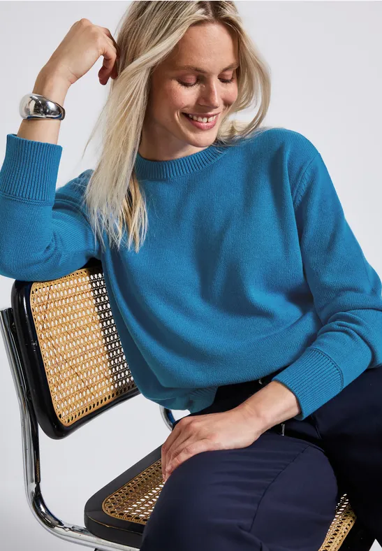 Thumbnail - Street One Frauen Rundhals-Pullover in Blau, Gr: 36