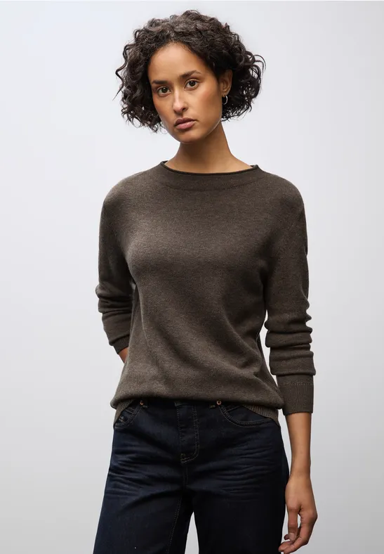 Thumbnail - Street One Frauen Pullover mit Rollkante in Braun, Gr: 44