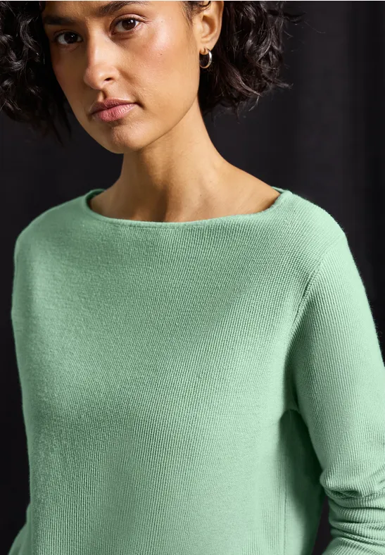Street One Frauen Strukturpullover in Grün, Gr: 46