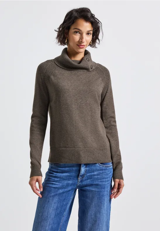 Street One Frauen Pullover mit Stehkragen in Braun, Gr: 36