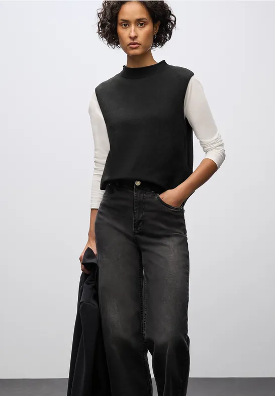 Thumbnail - Street One Frauen Ärmelloser Pullover in Schwarz, Gr: 36