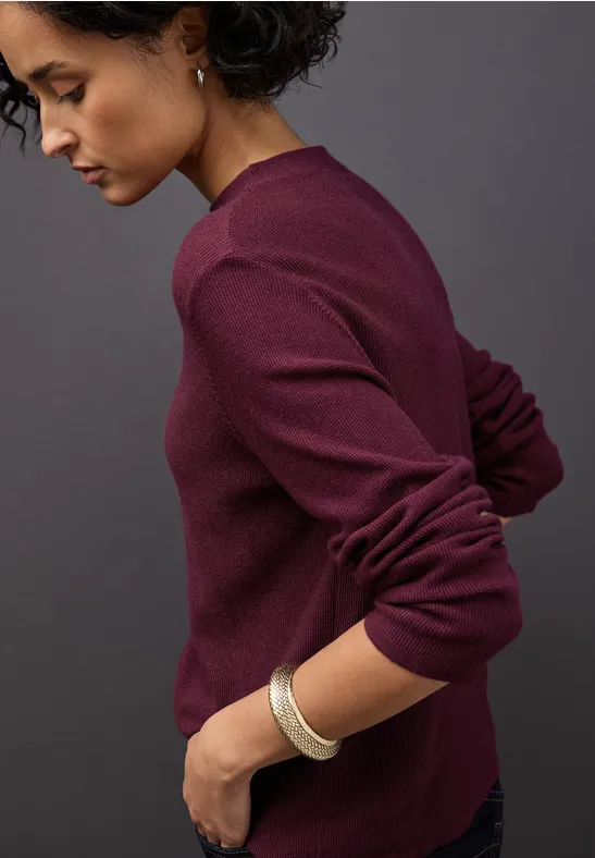 Street One Frauen Strukturpullover in Rot, Gr: 44