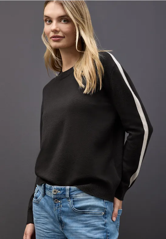 Thumbnail - Street One Frauen Pullover mit Gallonstreifen in Braun, Gr: 36